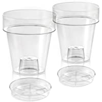 Maceta transparente &quot-Porto&quot- con soporte para orquídeas- 14 cm de diámetro- con plato de apoyo